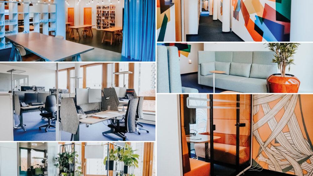 Collage von Büroinnenräumen