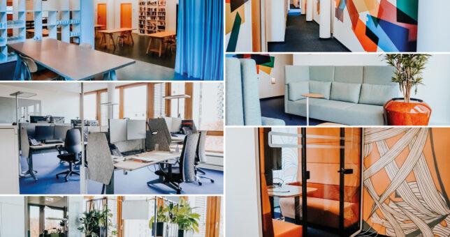 Collage von Büroinnenräumen