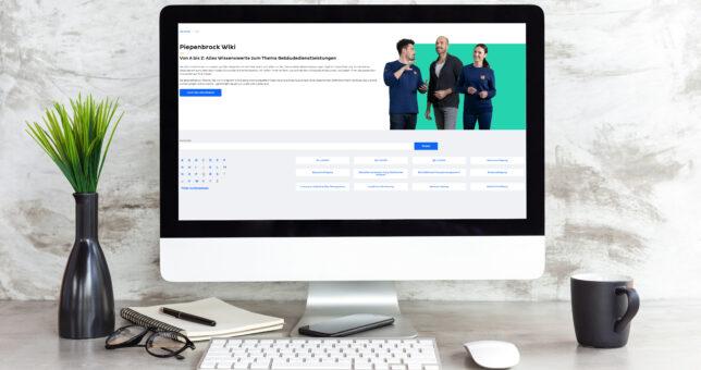 Bildschirm mit Ansicht der Seite Piepenbrock Wiki.
