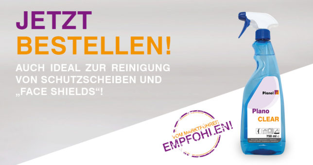 Spezialreiniger Plano CLEAR von Plexiglas® empfohlen