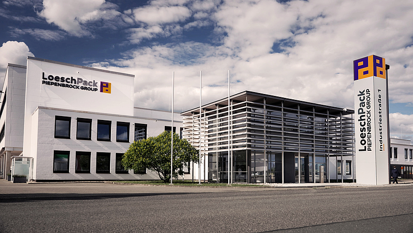 Front view of the headquarter of LoeschPack in Germany
