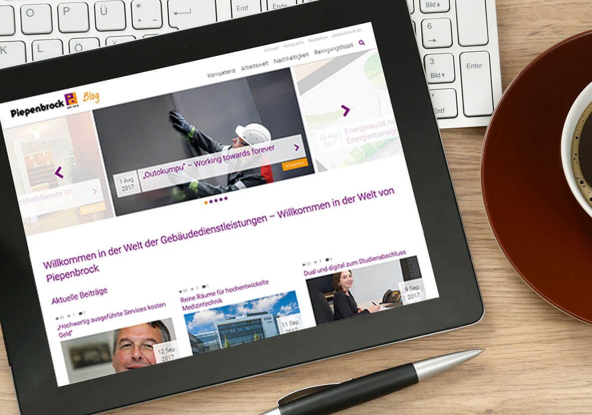 Piepenbrock Blog auf einem Tablet
