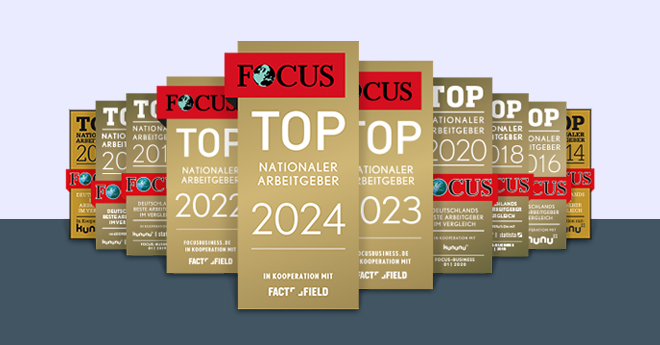 Diverse Zertifikate für den Top Arbeitgeber von FOCUS.